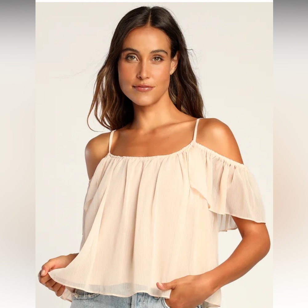 Lulus Got Me Moving Blush Pink Off-the-Shoulder Top